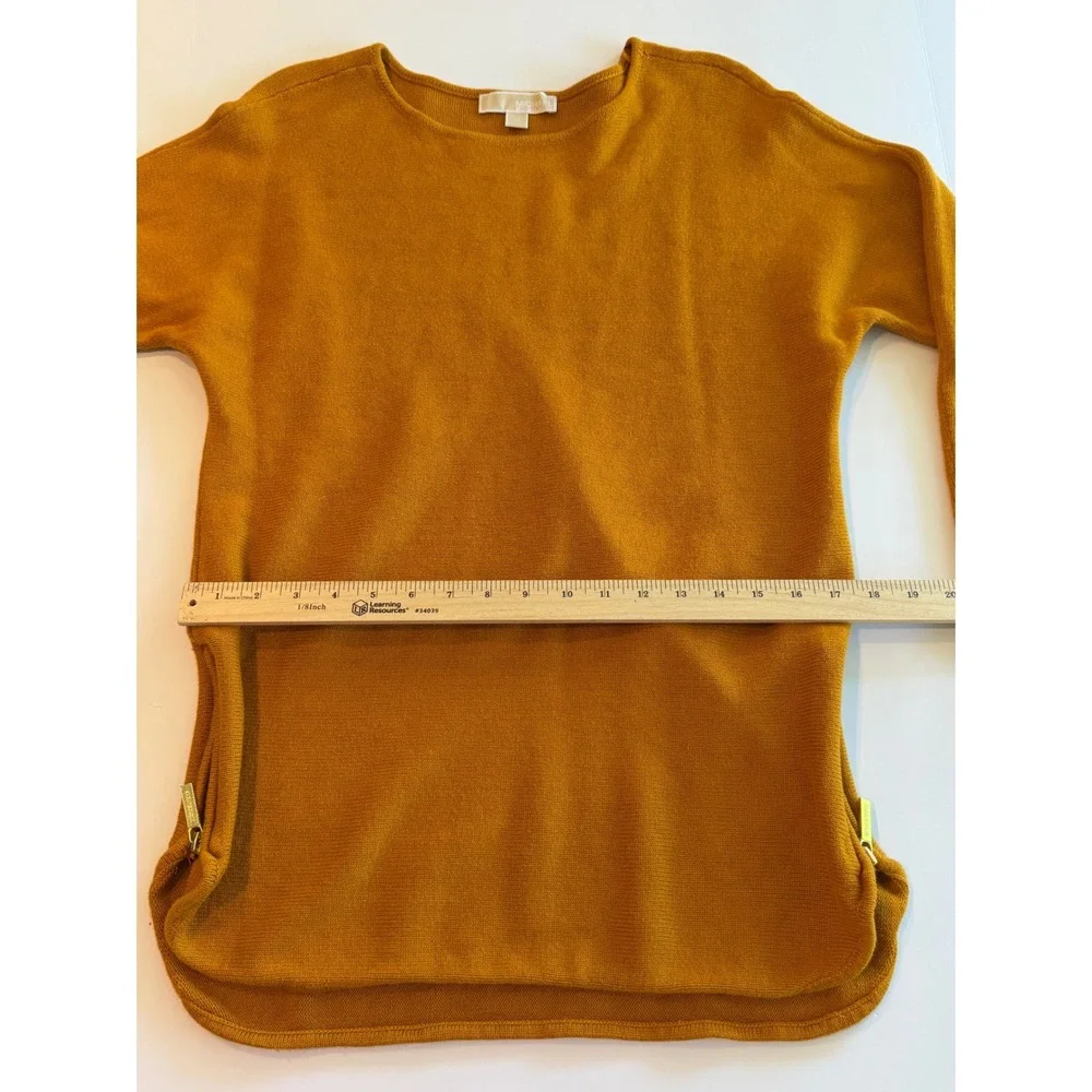 Michael Kors Womens Mustard Yellow Knit Side Zip Sweater Marigold Medium